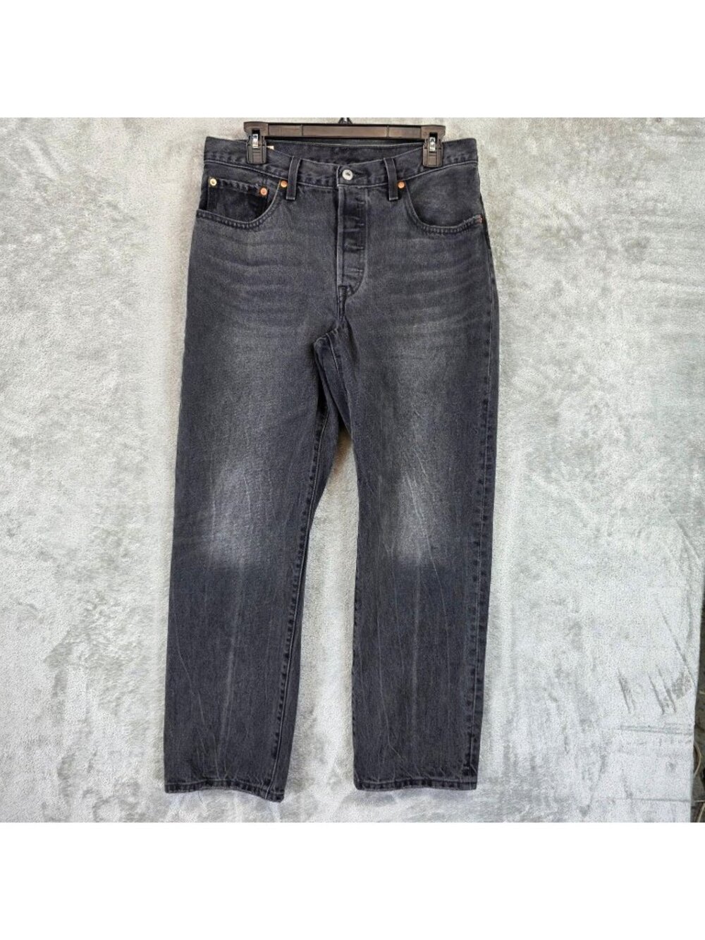 Levis 501 90s Jeans Womens 30 Gray Charcoal Wash Relaxed Straight Button Fly - Picture 1 of 16